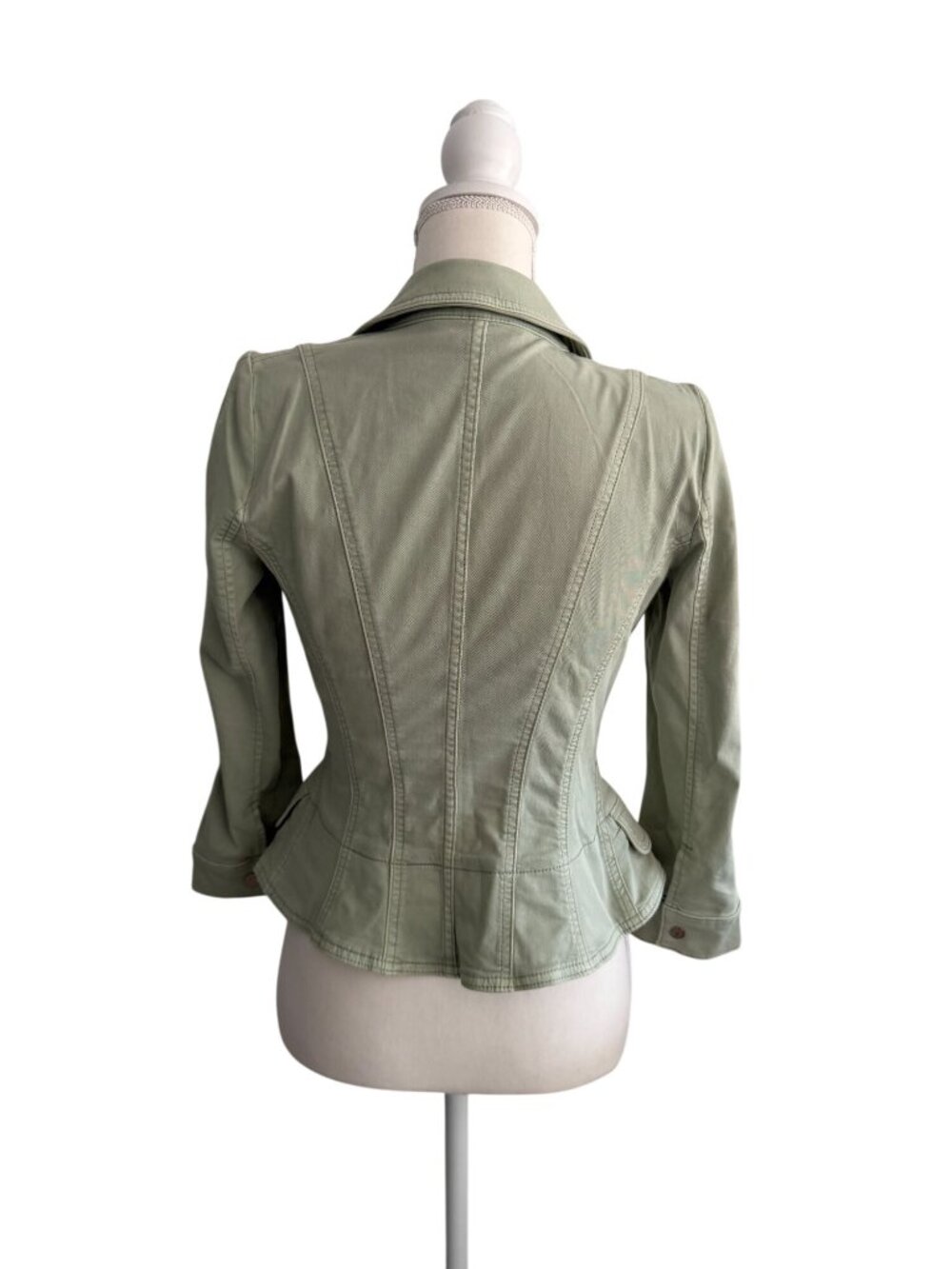 White House Black Market Sage Green Double-Breasted Peplum Blazer - Picture 8 of 9
